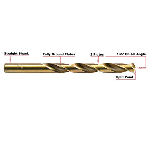 MAXTOOL č. 5 10ks identické vrtáky dĺžky Jobber Dia 0,2055 HSS M35 Cobalt Twist vrtáky Wire Gauge očíslované