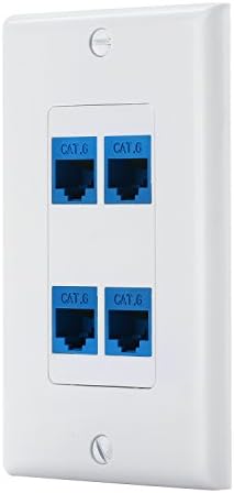 4 Port Cat6 Ethernet Female to Female dekoratívna nástenná doska v bielej farbe
