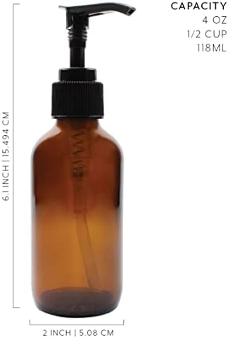 Cornucopia 4oz jantárové sklenené fľaše s pumpičkou ; skvelé pre pleťové vody, tekuté mydlo, aromaterapiu a ďalšie
