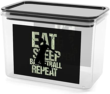 Eat Sleep Basketball Repeat Storage Box plastový organizér na jedlo Kontajnerové kanistre s vekom do kuchyne