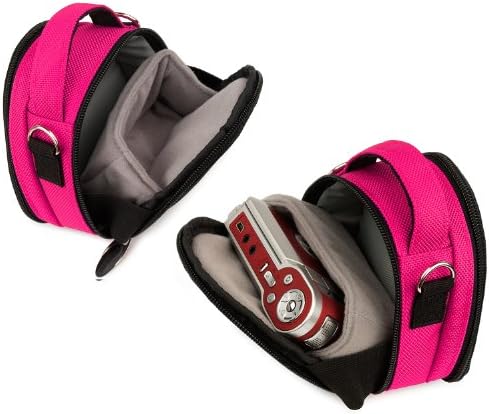 Pink Gray Mini Slim cestovný digitálny fotoaparát puzdro s priehradkou na príslušenstvo pre Canon PowerShot ELPH