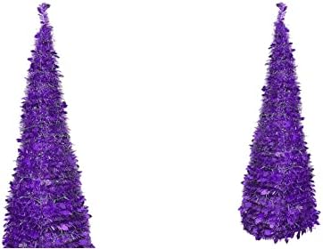 Dekorácie-1 ks neosvetlený 4 ' fialový pozlátko umelý vianočný stromček-XMAS10