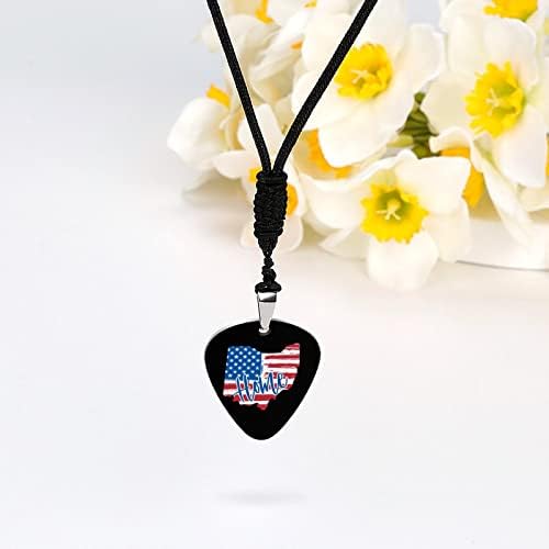 Ohio domov Americká vlajka tlačené gitara Pick náhrdelník Titán ocele Prívesok šperky milovník hudby hudobné