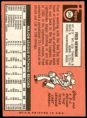 1969 Topps 543 Fred Newman Boston Red Sox VG Red Sox