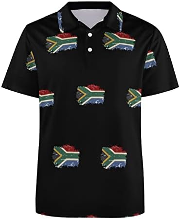 Vintage Južná Afrika Vlajka Muži Príležitostné Krátky Rukáv Polokošele Slim Fit T-Shirt Športové Golf Tees