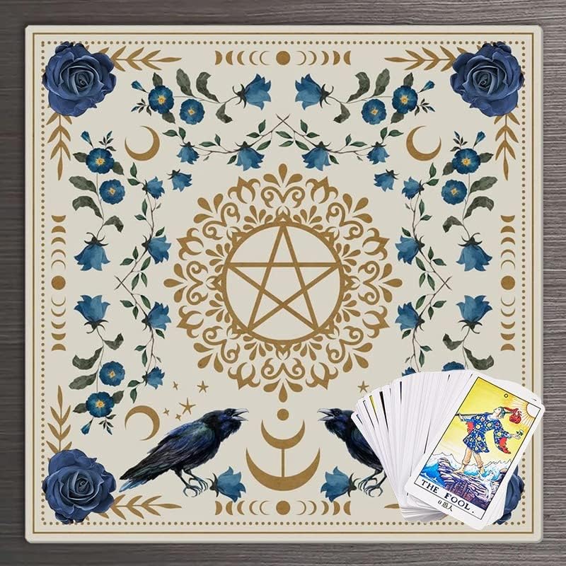 Witchy Black Raven oltár tkanina na stenu visí Mesiac Tarot obrus veľkosť 50x50 cm / 20x20 v zverokruhu súhvezdia