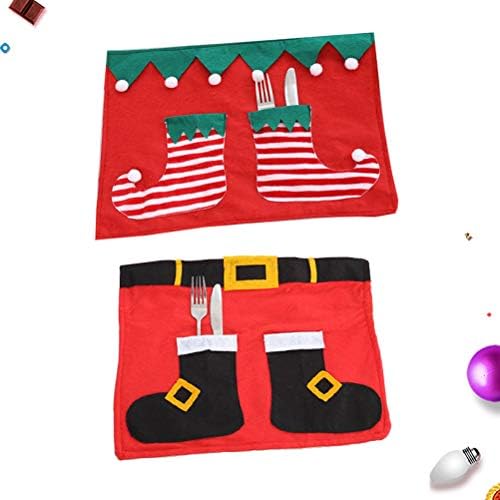 DOITOOL 6 ks vianočné a vidlička Pad príbory Pad Spoon Silverware Mat príbory vankúš pre domácnosť (Santa+ Elf
