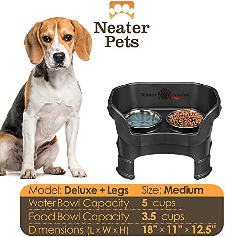 Úhľadný podávač Deluxe s predĺžením nôh pre stredné psy-podávač domácich zvierat odolný voči neporiadku s miskami