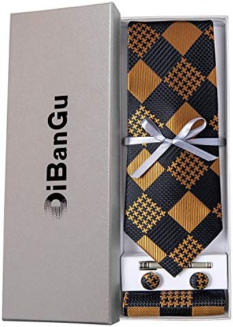 Dibangu kockovaná Kravata Pánska Hodvábna kravata a vreckové štvorcové manžetové gombíky Sada sponiek na kravatu