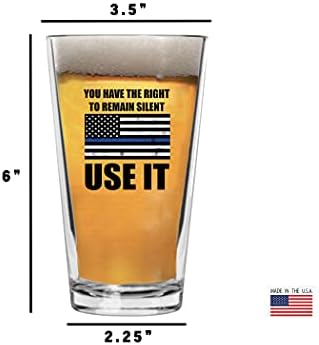 Rogue River taktická tenká modrá čiara vlajka mlčí pivné sklo pohár na pitie Pinta 16oz Pub darček pre policajta