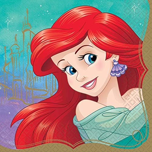 Disney Princess Ariel Obedové papierové obrúsky - 6,5 x 6,5 | / Viacfarebné / balenie 17 ks