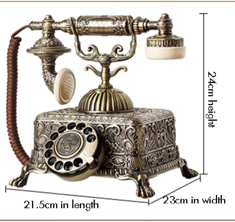 Zykbb Metal Vintage starožitný telefón staromódny káblový telefón pevná linka s otočným ciferníkom pre dekoráciu