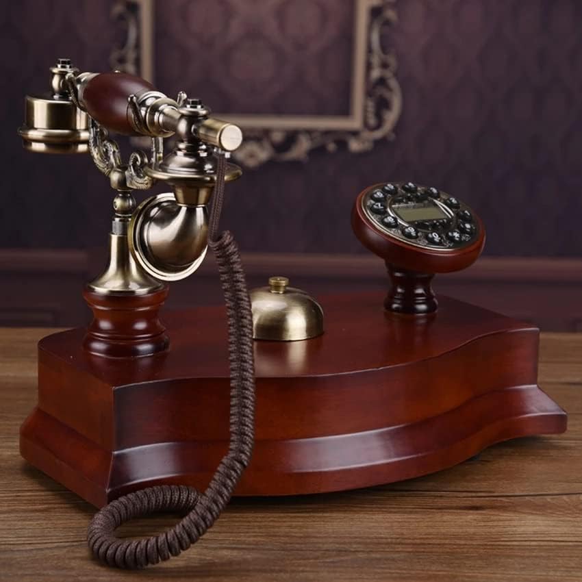 Mmllzel starožitný telefón pevná linka telefón z masívneho dreva s ID volajúceho, číselník tlačidiel, podsvietený