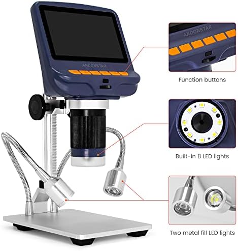 Digitálny mikroskop Andonstar AD106S USB so 4,3 palcovým LCD displejom, 200x pre spájkovanie dosiek plošných