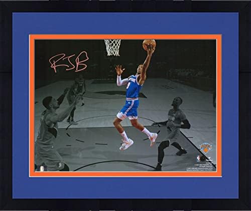 Zarámovaný RJ Barrett New York Knicks podpísaný 11 x 14 biela fotografia reflektora-podpísané fotografie NBA